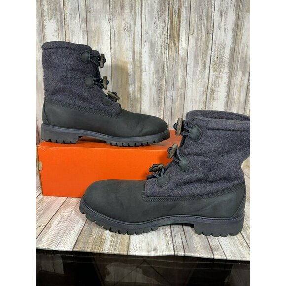 Timberland Navy Suede Wool Boots Round Toe Rubber Sole Toggle Closure Size 11M - Picture 2 of 15
